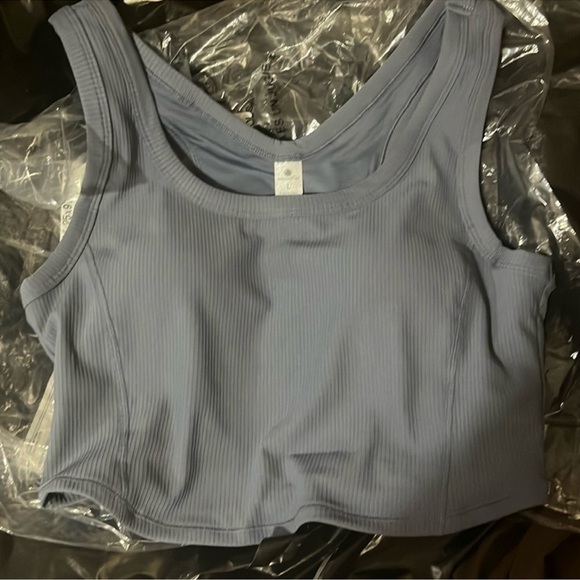 Yogalicious Other - Yogalicious Lux Grisaille Gray Streamline Rib Contour Crop Tank Top Size Medium